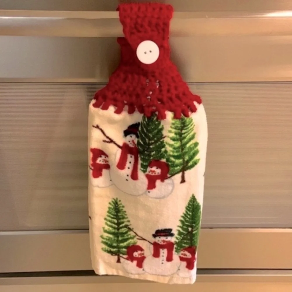 Hand Crafted Christmas Snowman Holiday Hanging Hand Towel